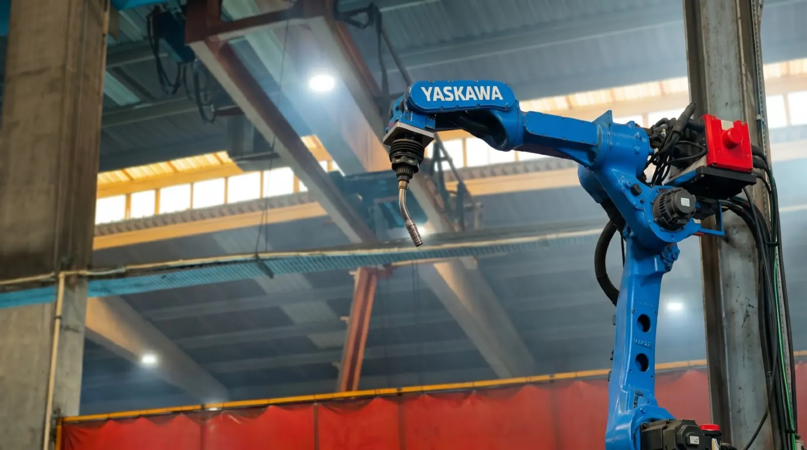 Tesis içinde kurulu mavi altı eksenli endüstriyel robot